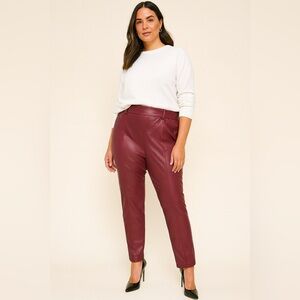 Women's Burgundy Leather Faux Pants